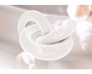 Moderne kunst op fotobehang, met 3D-effecten van ringen in verf en kunststijl.