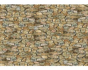 Fotobehang van een rustieke stenen muur, met moderne abstracte elementen, ideaal voor een natuurlijke uitstraling.