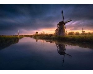 Fotobehang Molens bij Zonsondergang