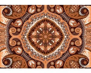 Oranje mozaïekpatroon, abstract fotobehang met warme tinten voor een levendige sfeer.