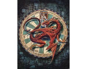 Fotobehang van de rode draak van de ronde tafel, fantasy thema.