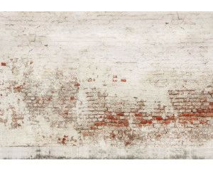 Oude bakstenen muur met verweerde stenen, in een vintage en industriële stijl op dit robuuste fotobehang.