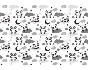 Fotobehang van pandaberen tussen de wolken, schattig voor babykamers.