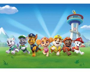 Een fotobehang met Paw Patrol rescue, waarin Chase, Marshall, Skye en hun vrienden klaarstaan voor een spannende reddingsmissie in een kleurrijk en dynamisch ontwerp.