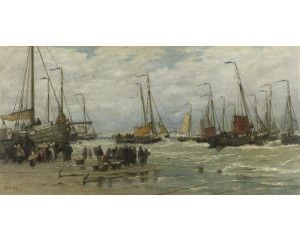 Fotobehang met een schilderachtig landschap van koeien grazend in een weide, geïnspireerd op het schilderij van Gerard Bilders uit 1860-1865.