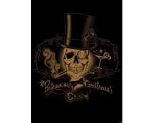 Fotobehang van een postumous gentlemen's club met skulls, alchemie thema.