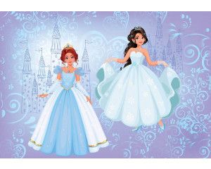 Fotobehang van een prinsessenbal met een kasteel, sprookjesachtig en elegant.