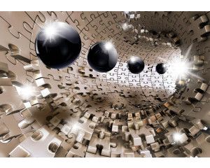 3D-tunnel met ronde kogels, abstract fotobehang voor een futuristische en moderne uitstraling.