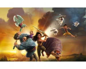 Raya Mission fotobehang toont Raya in een actievolle scène uit Raya en de Laatste Draak, met een mystieke jungle op de achtergrond.