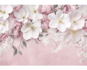 Fotobehang met artistieke palmbomen in zwart-witte illustratiestijl.