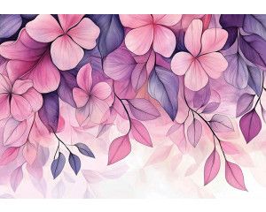 Fotobehang met klassieke botanische bladeren in zachte groentinten op een lichte achtergrond.