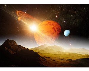 Fotobehang Saturnus en de Kosmos