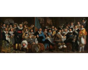 Fotobehang van de schuttersmaaltijd ter viering van de Vrede van Munster.