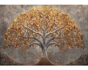 Fotobehang van een sierlijke boom in abstract design, met een kunstzinnige weergave van natuur.