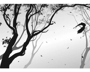 Fotobehang Silhouet van het Bos