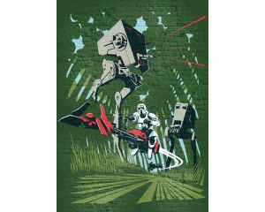 Star Wars fotobehang met het landschap van Endor, ontworpen voor een avontuurlijke kamer.