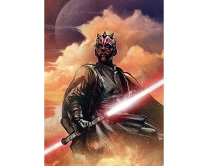 Fotobehang van Darth Maul in actie, ideaal voor een tienerkamer met een Star Wars-thema.