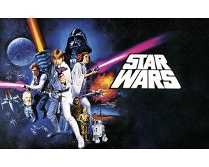 Star Wars klassieke poster in cult collage stijl op fotobehang.