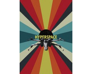 Hyperspace fotobehang uit Star Wars toont een dynamische hypersprong, met intense kleuren en snelheidseffecten.