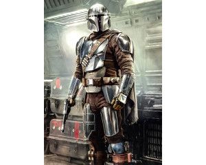 Fight Posture fotobehang toont de Mandalorian in een vechthouding, klaar om zijn vijanden te confronteren.