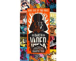 Star Wars Rock On Posters fotobehang toont verschillende iconische Star Wars posters in een kleurrijke collage.