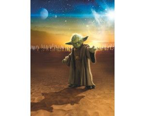 Star Wars fotobehang met Master Yoda in een epische pose.