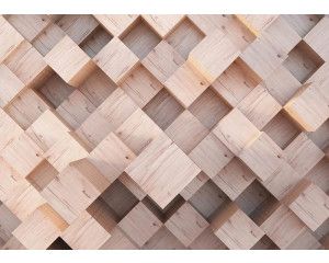 Fotobehang Stijlvolle Houten Kubussen in 3D