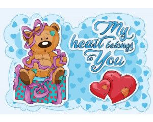 Fotobehang van een teddybeer met hart en tekst, schattig en geschikt voor kinderkamers.