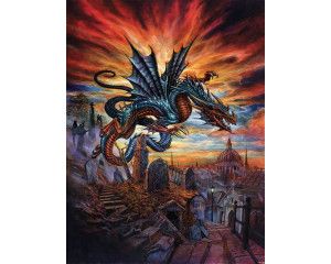 Fotobehang van de Highgate Horror met een draak op een kerkhof, alchemie thema.