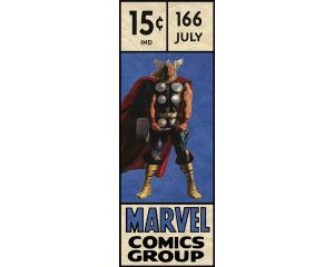 Thor retro comic fotobehang met klassieke comic art stijl en speelse elementen.