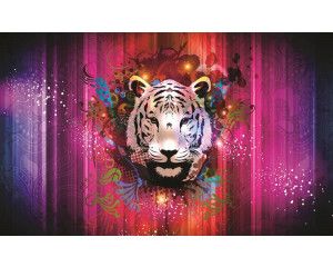 Fotobehang van een tijgerkop, abstracte kunst met dieren.