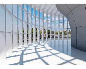 Parijs fotobehang met een 3D-stadstunnel en een panoramisch uitzicht op de stad.