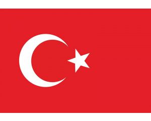 Turkse vlag op fotobehang, rood met een ster en halve maan.