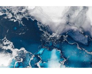 Fotobehang van turquoise marmer, abstract weergegeven met intrigerende patronen en kunstzinnige lijnen.