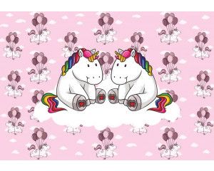 Fotobehang met unicorns in de wolken, speciaal voor meisjeskamers en peuterkamers.