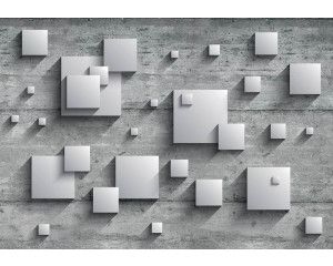 Vierkanten en geometrie, abstract weergegeven op een fotobehang met levendige kleuren.