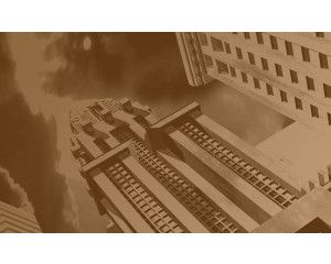 Fotobehang van een vintage gebouw, met een artistieke weergave van oude architectuur in een nostalgische stijl.