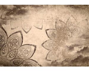 Fotobehang van een vintage mandala, met een klassieke en bohemien uitstraling.