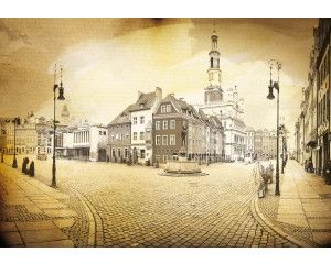 Oude stad Poznan in Polen, vintage fotobehang voor een warme en klassieke uitstraling in de woonkamer.