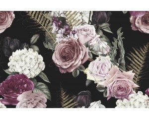 Vintage rozen en bloemen, elegant weergegeven op een romantisch fotobehang.