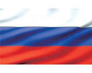 Russische vlag op fotobehang, rood, wit en blauw.