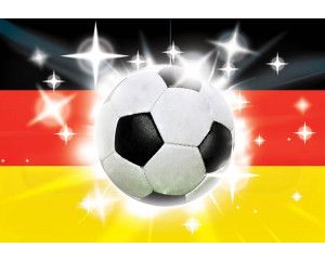 Duitse voetbal en vlag afgebeeld op een fotobehang voor de kinderkamer.