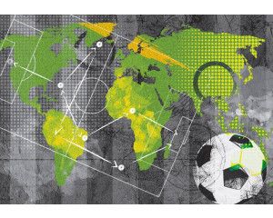 Fotobehang van voetbal tactiek weergegeven in graffiti stijl, ideaal voor sportliefhebbers.