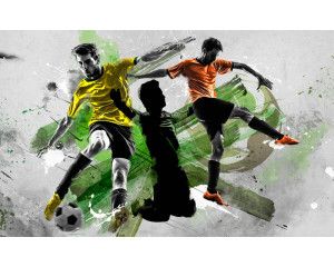 Voetbalhelden op een extra groot formaat, perfect voor een kinderkamer met een passie voor sport.