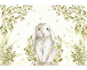 Fotobehang Vrolijk Konijn in Zachte Tinten