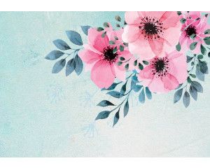 Fotobehang met aquarel bloemen, zachte waterverf tinten die een kalme en verfijnde uitstraling bieden.