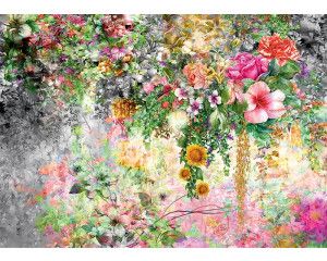 Fotobehang Waterverf Bloemenpracht