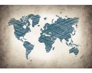 Grijze wereldkaart met abstracte landen en steden, perfect weergegeven op dit moderne fotobehang.