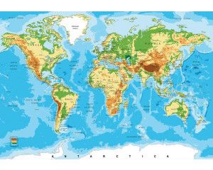 Wereldkaart van de aarde, fotobehang met een globale en wereldwijde uitstraling voor een moderne ruimte.