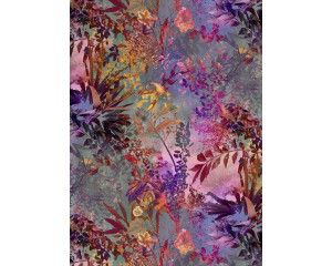 Een wilde tuin vol bloemen en planten, artistiek weergegeven in dit levendige fotobehang.